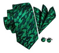 BAJIE Men's tie Men'S Tight Tie Brown Printed Silk Handkerchief Cufflinks Set Leopard Print Cartoon Large Men'S Tie Jacquard Gravata