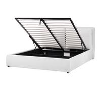 Beliani Ottoman Bed Velvet Bajonna 160 X 200 Cm Eu King Size White, White