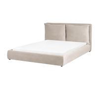 Beliani Bed Velvet BAJONNA 160 x 200 cm (EU King Size) Taupe