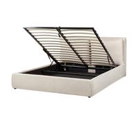 Beliani Ottoman Bed Bajonna Fabric Light Beige 160 X 200 Cm (Eu King Size)