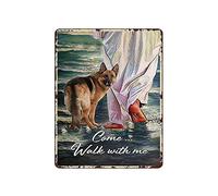 Bakaevsm German Shepherd Sign Old-Fashioned Tin Sign Come Walk With Me Living Room Wall Decora Room Wall Decora Home Poster Wall Hanging Art Wall Decora 12x16 Inches