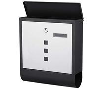 Bakaji 2832136 Stainless Steel Postbox for Walls, Key Lock and Daily Door, White/Black