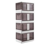 BAKAJI 45 Litre Plastic Double Opening Storage Box Foldable Space Saving Storage Box with Wheels Stackable for Clothes Toys Books DVD Capacity 45 Litres (Set of 4)