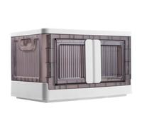 BAKAJI 45 Litre Plastic Double Opening Storage Box Foldable Space Saving Storage Box with Wheels Stackable for Clothes Toys Books DVD Capacity 45 Litres (Set 1)