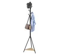 BAKAJI Black Space Saving Berlin Coat Stand with 6 Hooks and 1 Shelves for Entrance, Clothes Stand for Coats, Hats, Bags