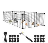 BAKAJI Customizable Small Pet Fence, Metal Fence for Guinea Pigs, Hamsters, Rabbits, Chinchillas, Indoor and Outdoor (110×75×39cm)