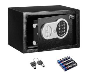 Bakaji Digital Digital Wall Safe 30 x 20 x 20 cm Electronic Safety Deposit Box Home Hotel Safe + 4 x AA Batteries and Emergency Keys Black