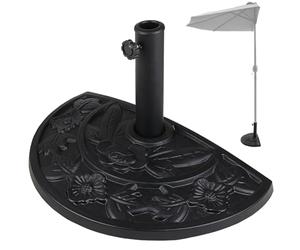 BAKAJI Half Moon Shape Garden Parasol Base, Umbrella Pole Support 38/48 mm, Stable Anti-Flip System, Ideal for Patio, Balcony, Outdoor, Diameter 50 x 32 x 32 cm, Black, Contemporary