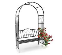 BAKAJI Metal Garden Bench for Climbing Plants 2 Seater for Climbing Plants Rose and Plant Trellis Black (115 x 59 x 203 cm)