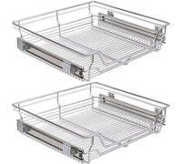 BAKAJI Set of 2 Telescopic Drawers, Telescopic Drawers, Kitchen Furniture, Removable Shelf, Space-Saving with Stainless Steel Rail (60 cm, Set of 2)