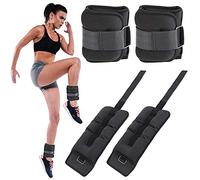 BAKAJI Set of 2 Weights for Ankles and Wrists 2 kg Training Gym Aerobics Fitness Muscle Strengthening Neoprene Fabric with Adjustable Buckle and Strap Closure Total Weight 4 kg