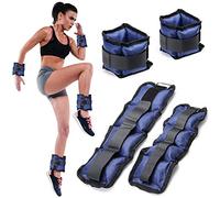 BAKAJI Set of 4 weights for wrists and ankles of 2 kg + 1 kg Exercise Gym Aerobics Fitness Muscle Enhancement Neoprene with Tear Closure and Adjustable Buckle (Blue)