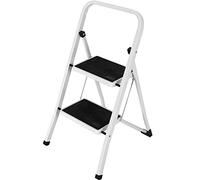 Bakaji Space-Saving Square Folding Step Ladder with Non-Slip Steps and Safety Handle Stool, Steel Structure and Rubber Coating Maximum Load 150 kg (2 Steps)