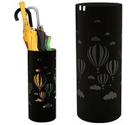 BAKAJI Umbrella Stand in Iron Design Round Shape Black with Balloon Decoration and Drip Tray Dimensions 49 x 19.5 cm
