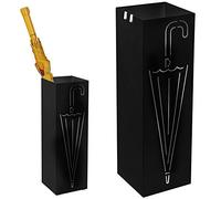 BAKAJI Umbrella Stand Iron Design BAK3B Square Shape Black with Inlay Decoration Umbrella Drip Tray and Hooks for Folding Umbrellas Size 49 x 15.5 cm
