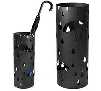 BAKAJI Umbrella Stand Made of Iron Design Umbrella Stand Round Shape Decoration Umbrella and Drop Tray Drip Protection and Hook for Umbrellas Foldable (Black)