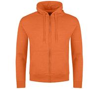 BAKARUDA Mens Full Zipped Long Sleeved Hoodies Cotton Rich Orange Small