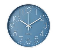 bakbrand Wall Clock 10 Inch Non-Ticking Silent Modern Simple Style Round Decor Clock Cerulean Stereoscopic Dial Quartz Wall Clocks for Home/Office/School/Living Room/Bedroom/Kitchen