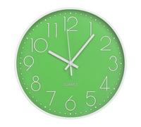 bakbrand Wall Clock 12 Inch Non-Ticking Silent Modern Simple Style Round Decor Clock Green Stereoscopic Dial Quartz Wall Clocks for Home/Office/School/Living Room/Bedroom/Kitchen
