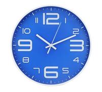 bakbrand Wall Clock Modern Non-Ticking Battery Operated Wall Clocks Silent Quartz Movement Round Decor Clock Trendy and Practical Simple Style Best Gift for Office/Living Room/Bedroom (Blue, 12 inch)