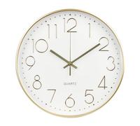 bakbrand Wall Clock Non-Ticking Silent Modern Simple Style Round Decor Clock Stereoscopic Dial Quartz Wall Clocks for Home/Office/School/Living Room/Bedroom/Kitchen (Gold, 8inch)