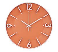 bakbrand Wall Clock Stereoscopic Dial Non Ticking Silent Decor Clock Modern Battery Operated Modern Analog Wall Clocks for Living Room/Bedroom/Office/Kitchen (Orange-White, 12 inch)