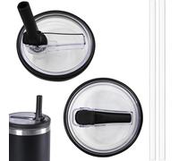 BAKDIK 40 OZ Tumbler Lid Replacement for Stanley Quencher, 2 Pack Flip Straw Lids with 2 Straws, Spill Proof, Black
