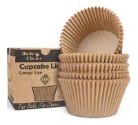 Bake Choice 100 pcs Jumbo Muffin Cases,Bottom Diameter 6.5 cm,Natural Nordic Paper,Muffin Liners for Party/Birthday/Wedding,Cupcake Cases Large Size Natur