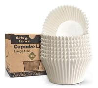 Bake Choice 100pcs Jumbo Muffin Cases,Bottom Diameter 6.5 cm,Natural Nordic Paper,Muffin Liners for Party/Birthday/Wedding,Cupcake Cases Large Size White