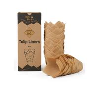 Bake Choice Nordic Paper 200pcs Natural Mini Tulip Cupcake Liners for Baking Cups, Unbleached, Greaseproof EU Parchment paper, Mini Tulip Muffin Liners for Party, Christmas, Valentines