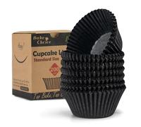 Bake Choice 200pcs Standard cupcake liners for Baking, Black Muffin Liners