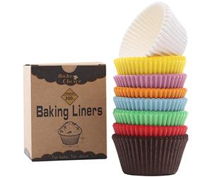 Bake Choice 200pcs Standard Rainbow Cupcake Cases for Baking, Food Grade Cake Cases, greaseproof Parchment Muffin Cases, Truffle Cases for Celebration, Party, Wedding Decorations