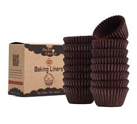 Bake Choice 400pcs Mini cupcake liners for baking, Dark Brown parchment muffin liners for Mini Cupcake Pans,food grade,non stick,greaseproof for Christmas