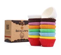 Bake Choice 400pcs Rainbow Mini cupcake liners for baking,parchment mini muffin liners for Mini Cupcake Pans, food grade Christmas Cupcake Liners for Christmas Decorations