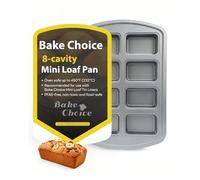Bake Choice Mini Loaf Pan, 8-Cavity Non-Stick Carbon Steel Baking Pans Set for Banana Bread, Cornbread, Brownies, Cheesecake, Muffins, Pound Cake, Small Meatloaf, Bread Pan