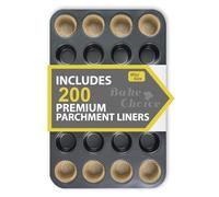 Bake Choice Mini Muffin Trays Includes 200Pcs Mini Cupcake Liners,24 Cup Mini Muffin Tin,Carbon Steel & Non-Stick Muffin Tray,Reusable Cupcake Tray for Party and Baking