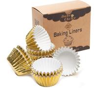 Bake Choice Non-Stick 400pcs Gold Mini Cupcake Liners for baking, Mini Size Foil muffin liners Cupcake Wrappers, Christmas Cupcake Liners for Christmas Decorations