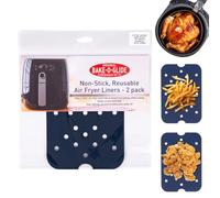 Bake-O-Glide AFL001 Non-Stick, Reusable Air Fryer Liners, 140x204mm, PTFE, Pack of 2, Suitable for Ninja Foodi (AF300), Tower, Tefal, Russell Hobbs Dual Zone Air Fryers, Food Safe, Dishwasher Safe
