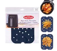 Bake-O-Glide AFL002 Non-Stick, Reusable Air Fryer Liners, 164 x 210mm, PTFE, Pack of 2, Suitable for Ninja Dual Zone Air Fryer (AF400) and Tefal, Tower Dual Zone Air Fryers, Food Safe, Dishwasher Safe