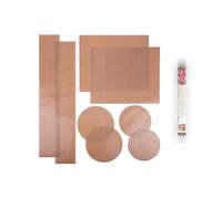 Bake-O-Glide Essential Baking Set - 4X Pre-Cut Circles, 2X Cake Tin Wall Liners, 2X Flat Baking Sheets, Brown