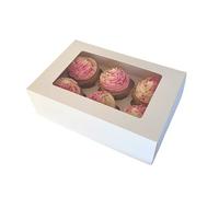 Bake Pro | 10 x Premium 6 Cupcake Boxes | Recyclable & Food Grade Cardboard Box | Easy Pop-Up Construction | Adjustable Insert for Muffins & Cupcakes | Transparent Display Window | Made in the UK