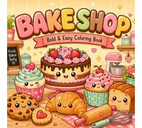 Bake Shop: A Bold & Easy Coloring Book for Adults, Teens & Seniors - 40 Simple Large-Print Pages of Cakes, Pastries, Bread, Cookies & Cozy Bakery Treats