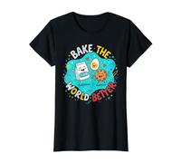 Bake The World Better Flour Cookie Bakers Value Graphic T-Shirt, Women, Black, S