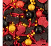 BakeArt | Fathers Day Sprinkles | Edible Cake Decorations | Mix of Red Shirts, Strands & Balls, Black Hats, Ties, Balls & Moustaches, Gold Balls & 100s & 1000s | Mr Cool Sprinkles
