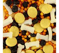 BakeArt Rubbly Bone Sprinkles Edible Decorations Mix of White Bones Orange 100s & 1000s Black Dots Yellow Discs Perfect for Paw Patrol Parties Rubbly Bone Sprinkles 90g