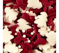 BakeArt Scandi Forest Sprinkles Edible Cake Decorations Mix of White Trees & 100’s & 1000’s, Red Reindeer & Vermicelli Scandi Forest Sprinkles