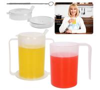 BakeBloom Sippy Cup Life Healthcare Plastic Drinking Cup, 350ML 2 Pack Mug/Adult for Elderly beakers/Non Spill Cup for Elderly 2 Handled