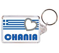 Baked Bean Store Chania - Love Greece/Greek Towns & Cities Flag- Double Sided Large Keyring Name Tag Souvenir/Gift/Present