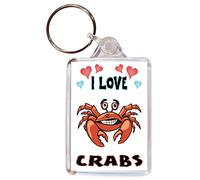 Baked Bean Store I Love Crabs/Crab - Double Sided Keyring Name Tag Novelty Gift/Present