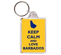 Baked Bean Store Keep Calm and Love Barbados - Double Sided Large Keyring Key Ring Fob Chain Name Tag